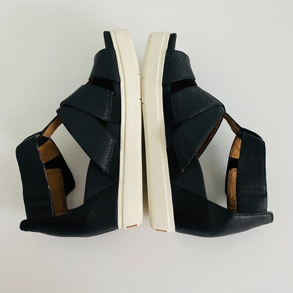 DR. SCHOLLS Women's Leather Platform‎ Chunky Sandals Comfort Sz 8 M Black White - Picture 11 of 13